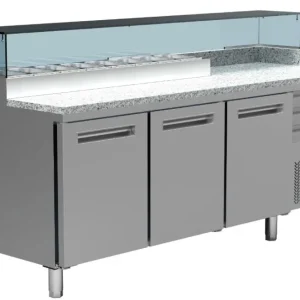 Pizza Koelwerkbank RVS - 3 Deurs - 3 Laden - 400W/230V - 2110x700x880/900-1200(h)mm Rechtstreeks Van De Fabrikant
