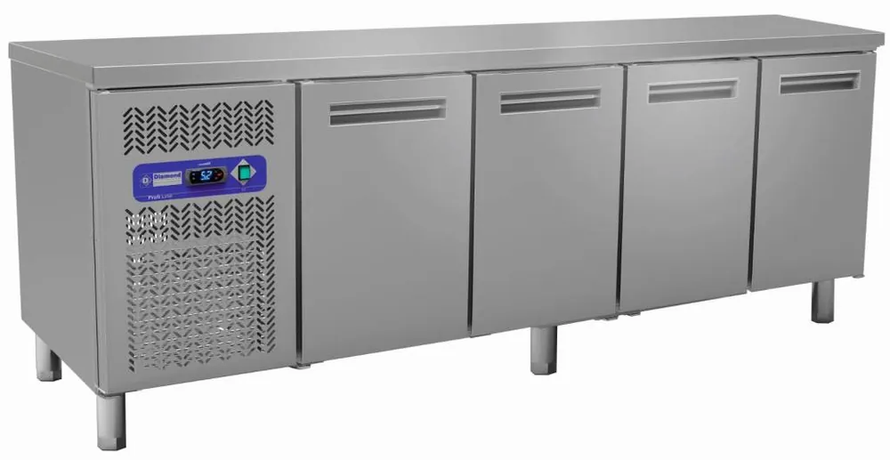 Dagaanbieding Koelwerkbank - RVS - 4 deurs - 225x70x(h)88/90cm - 550 Liter