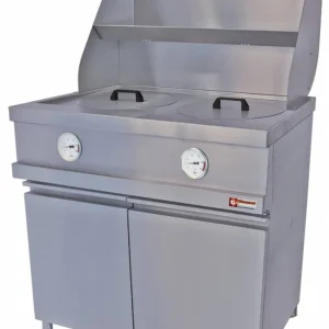 Friteuse Gas RVS - Ronde Kuipen 2x13 Liter - Onderstel 2 Draaideuren - 960x870xh930/1507(h)mm Nieuw