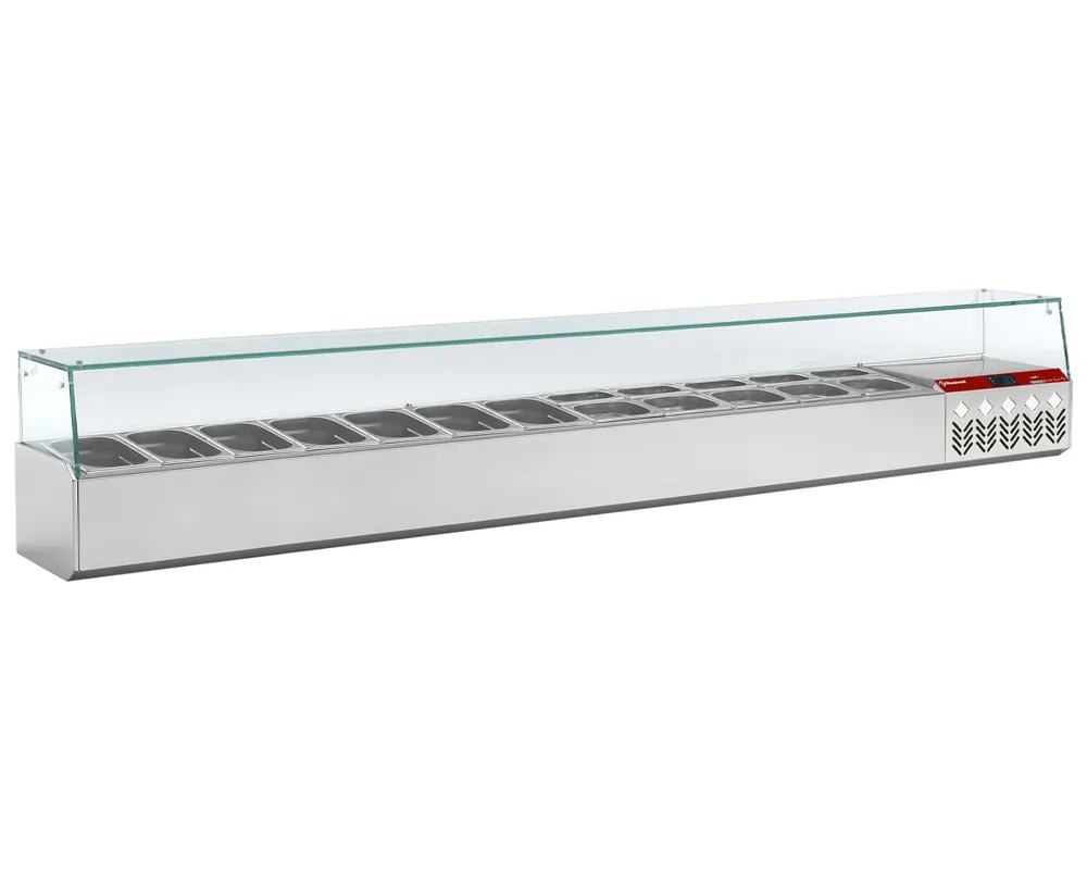 Opzetkoelvitrine 12x1/4 + 1x1/9GN - 2560x384x(h)401mm Express Levering