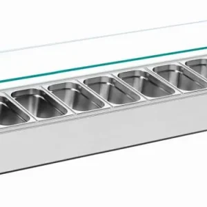 Koop Online Gekoelde opzetstructuur 6x GN1/4 - 150 mm, met glasopbouw - 1400x335x(h)440mm