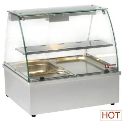 Warmvitrine RVS - 1 Rooster - 2 x GN 1/1 RVS - 695x602x(h)680mm Superprijs