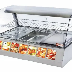 Finale Uitverkoop Warmte vitrine EN of GN, geventileerd, 2 niveaus, ZWART - 785x675x(h)720mm