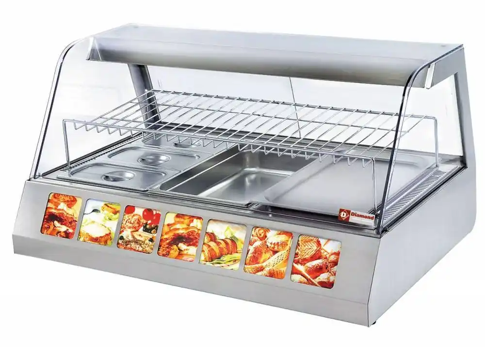 Finale Uitverkoop Warmte vitrine EN of GN, geventileerd, 2 niveaus, ZWART - 785x675x(h)720mm