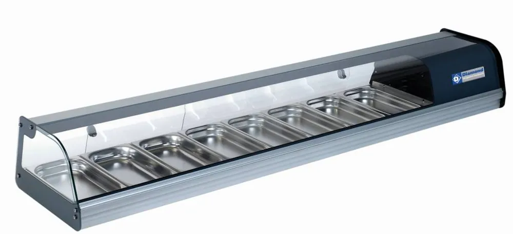 Fabrieksprijs Gekoeld uitstalraam voor tapas, 8x GN 1/3 - 40 mm (inbegrepen) - 1730x415x(h)270mm