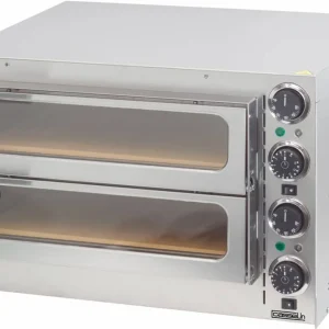 Pizza Oven RVS - 2 Binnenkamers 410x370x90mm - 2700W - 550x430x(H)245mm Koop Vandaag