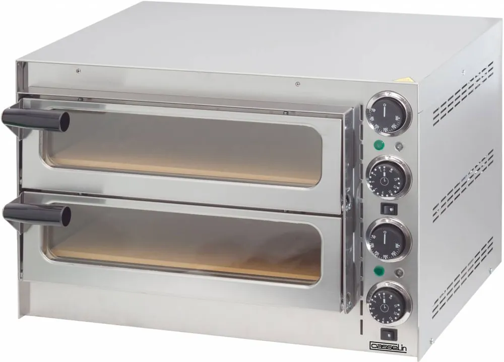 Pizza Oven RVS - 2 Binnenkamers 410x370x90mm - 2700W - 550x430x(H)245mm Koop Vandaag