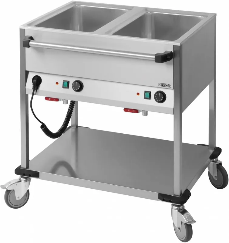 Fabrieksprijs Bain Marie Trolley - 2 GN1/1 - 2100W - 850x700x(H)900mm