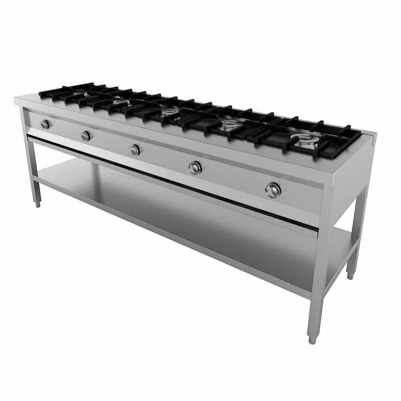 Weekendaanbieding Pannenkoekentafel Gasfornuis - 5x 6,5 Pits - 2080x600x(H)800mm