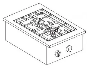 Gas Kookunit - Drop in - 2 Branders - 7 kW - 400x600x(H)270mm Veilige Betaling