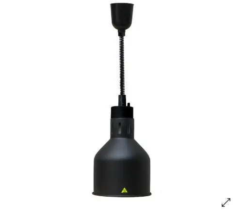 Warmhoudlamp Zwart - Verstelbaar Snoer - Ø175x(H)600/800mm Laatste Versie
