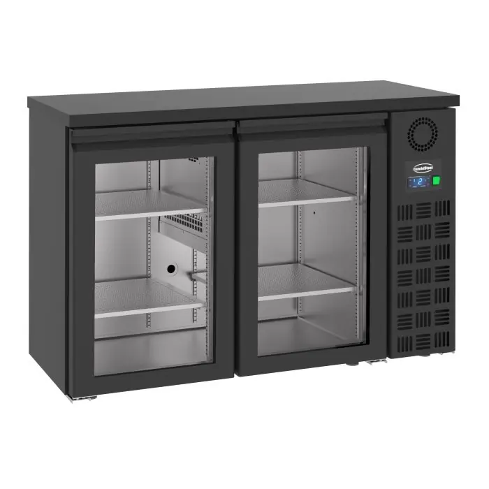 Barkoelkast Zwart - 2 Glazen Deuren - 320 Liter - 1380x550x(H)950mm Korting