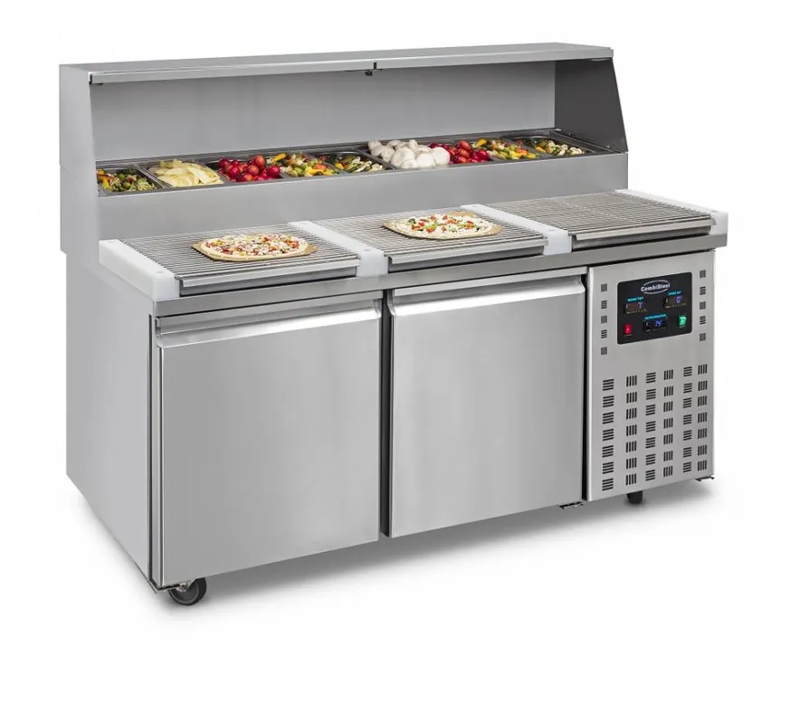 Pizzawerkbank 2 Deurs - Inclusief opzetvitrine - 460 Liter - 1660x830x(H)1360mm Laatste Versie