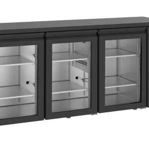 Barkoelkast Zwart - 3 Glazen Deuren - 500 Liter - 1940x550x(H)950mm Express Levering