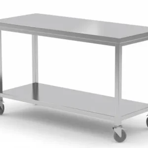 Actieprijs RVS Werktafel op Wielen + Bodemschap HEAVY DUTY 1000(b)x700(d)x885(h)mm