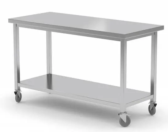 Actieprijs RVS Werktafel op Wielen + Bodemschap HEAVY DUTY 1000(b)x700(d)x885(h)mm