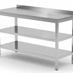Bestseller Werktafel RVS + Bodemschap + Tussenschap + Rand 400(b)x600(d)x885(h)mm