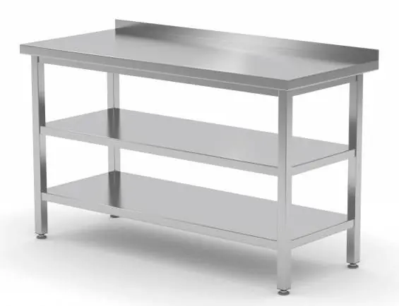 Bestseller Werktafel RVS + Bodemschap + Tussenschap + Rand 400(b)x600(d)x885(h)mm