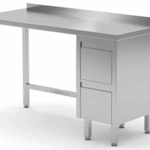Werktafel RVS + Ladeblok (rechts) 2 laden + Spatrand HEAVY DUTY 800(b)x600(d)x885(h)mm Rechtstreeks Van De Fabrikant