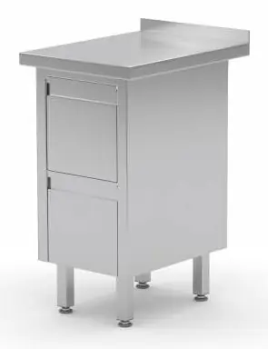 RVS Werkkast + Ladeblok met 2 Lades + Spatrand (b)430mm 600mm(d) Gereduceerde Prijs