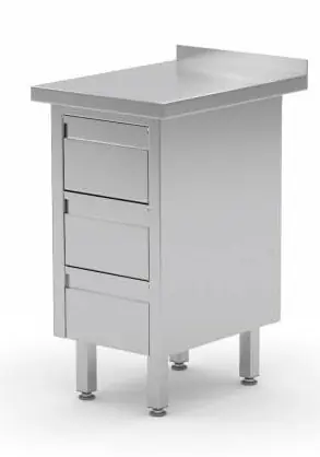 Rechtstreeks Van De Fabrikant RVS Werkkast + Ladeblok met 3 Laden + Spatrand (b)430mm 600mm(d)