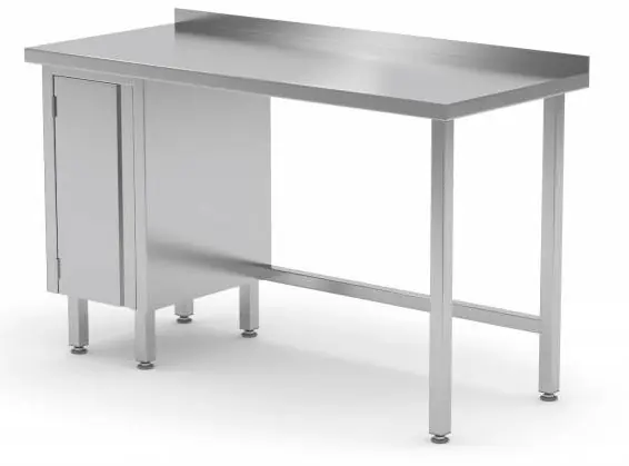 Werktafel RVS + 1 Klapdeur (links) + Spatrand 800(b)x700(d)x885(h)mm Speciale Aanbieding
