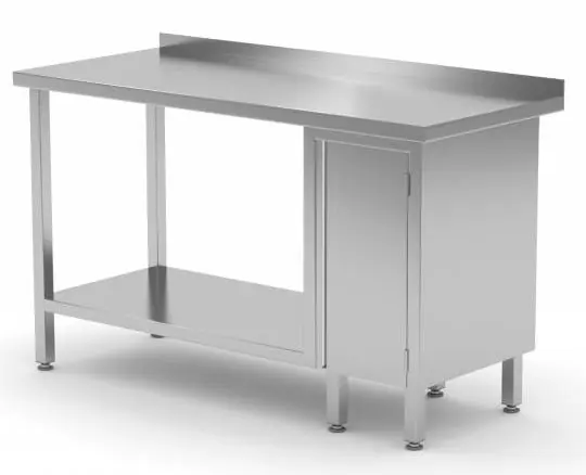 Dagaanbieding Werktafel RVS + 1 Klapdeur (rechts) + Bodemschap + Spatrand 800(b)x700(d)x885(h)mm