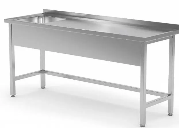 Nu Kopen RVS Spoeltafel + Spoelbak Links + Spatrand 500x400x250(h) 1200(b)x700(d)x885(h)mm