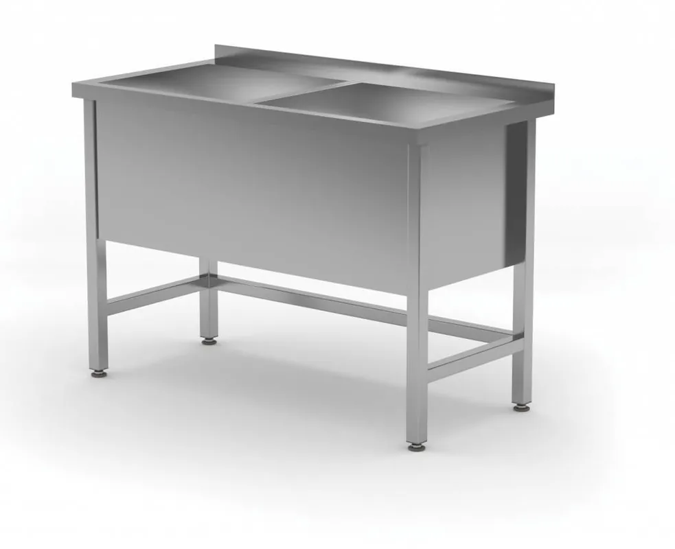 Favoriet RVS Wastafel + 2 Spoelbakken 400(h)mm HEAVY DUTY 1200(b)x600(d)x885(h)mm