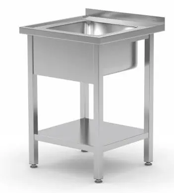 Spoeltafel + Spoelbak 400x400x(h)250 + Bodemschap + Spatrand 600(b)x700(d)x885(h)mm Premium