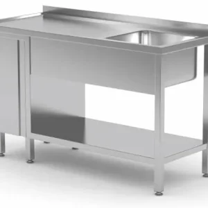 Gratis Retour Spoeltafel + Bodemschap + Spoelbak 400x400x(h)250 + 1 Klapdeur 1000(b)x(d)600x885(h)mm