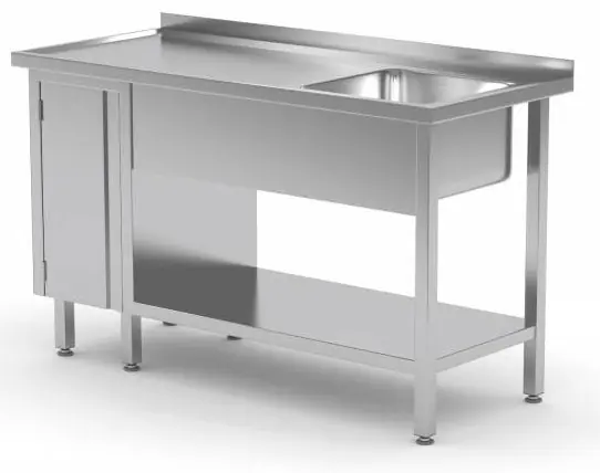 Gratis Retour Spoeltafel + Bodemschap + Spoelbak 400x400x(h)250 + 1 Klapdeur 1000(b)x(d)600x885(h)mm