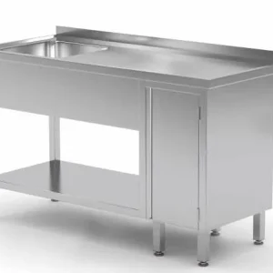 Betaalbaar Spoeltafel + Bodemschap + Spoelbak 500x400x(h)250 + 1 Klapdeur 1000(b)x700(d)x885(h)mm