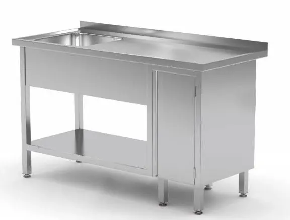 Betaalbaar Spoeltafel + Bodemschap + Spoelbak 500x400x(h)250 + 1 Klapdeur 1000(b)x700(d)x885(h)mm