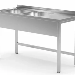 Direct Verzonden RVS Spoeltafel 1100(b)x700(d)x885(h)mm + 2 Spoelbakken 500x400x(h)250 (links)