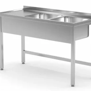 RVS Spoeltafel 1100(b)x(d)600x885(h)mm + 2 Spoelbakken 400x400x(h)250 (rechts) Premium