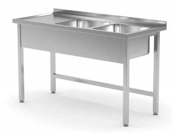RVS Spoeltafel 1100(b)x(d)600x885(h)mm + 2 Spoelbakken 400x400x(h)250 (rechts) Premium
