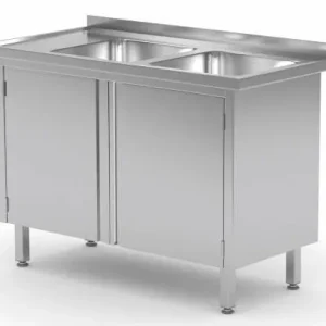 Spoeltafel RVS 1100(b)x700(d)x885(h)mm + 2 Spoelbakken rechts + 2 Klapdeuren Nu Kopen