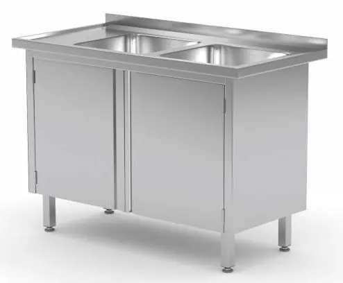 Spoeltafel RVS 1100(b)x700(d)x885(h)mm + 2 Spoelbakken rechts + 2 Klapdeuren Nu Kopen