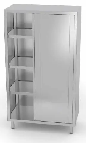 Servieskast RVS 800x500x1800(h)mm + 2 Schuifdeuren + 3 Planken HEAVY DUTY Populair
