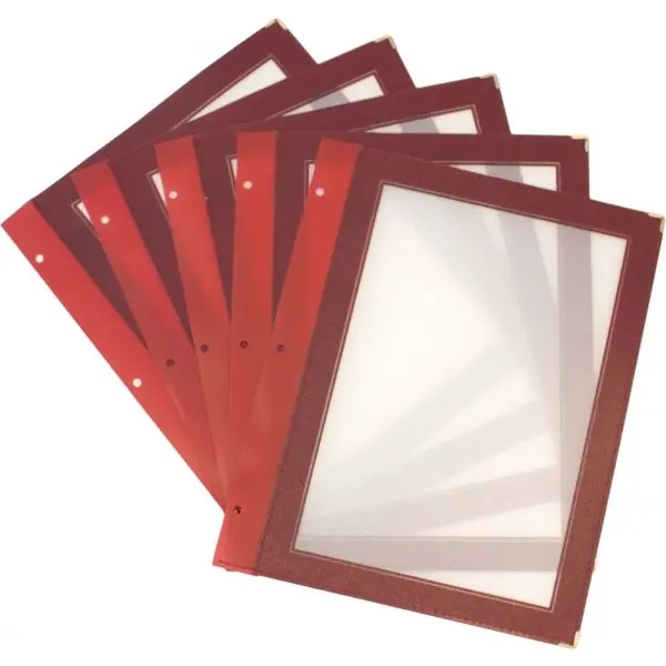 Direct Beschikbaar Inserts voor WOOD Menukaart - Wijnrood A4 - per 5 stuks