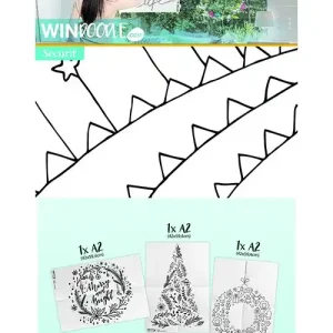 Sjabloon voor Raam KERST - A2 Formaat - incl. Krijtstift - Set van 3 Aanbieding