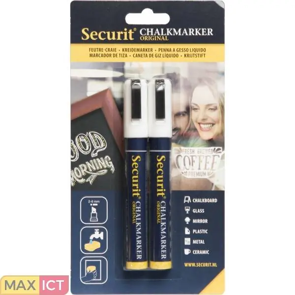 Gecertificeerd Set van 2 Medium Krijtstiften - Wit - 2-6mm