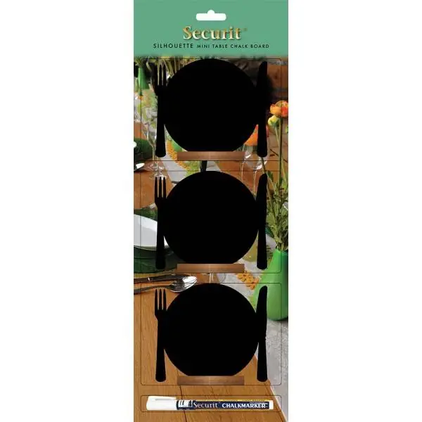 Tafelkrijtbord Wood Silhouet Bord 3 stuks Incl. Krijtstift Dagaanbieding