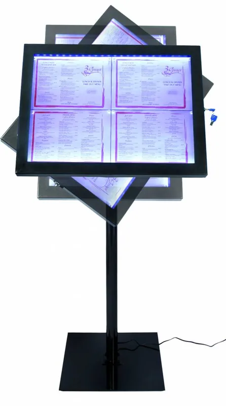 Menukast Verlicht COMPLETE SET - Zwart voor 4xA4 - XXL AANBIEDING Speciale Aanbieding