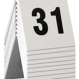 Merkproduct Tafelnummers 31-40 - Wit Acryl, Zwart Cijfer