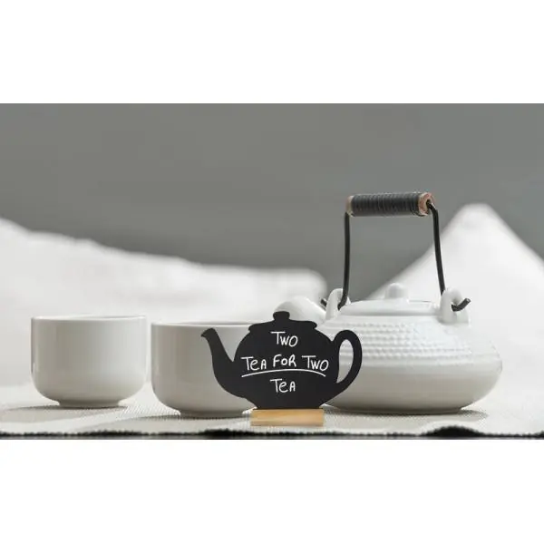 Tafelkrijtbord Wood Silhouet Theepot 3 stuks Incl. Krijtstift Beste Prijs