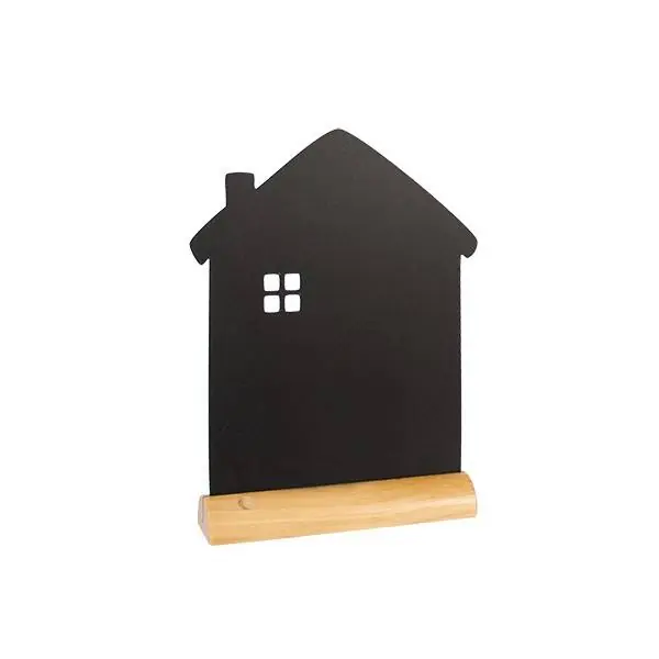 Actieprijs Tafelkrijtbord Wood Silhouet Huis Incl. Krijtstift