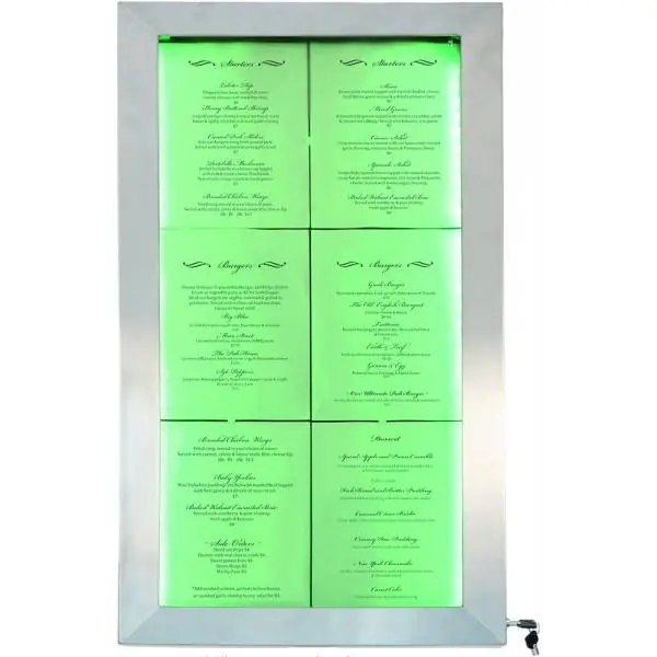 Flitsaanbieding Menukast met LED-verlichting - RVS DELUXE - 6xA4 - BEKIJK VIDEO