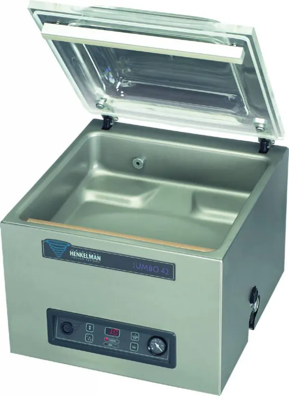 Merkproduct Vacuummachine Jumbo 42 - Henkelman - 016m3 / 20-40 sec - Afm. Kamer 370x420x(h)180mm